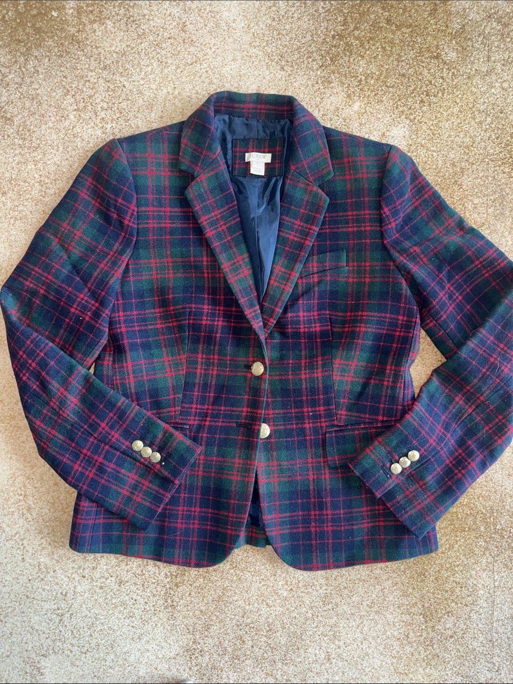 J. Crew Women's Tartan Plaid Blazer in Navy, Red & Green